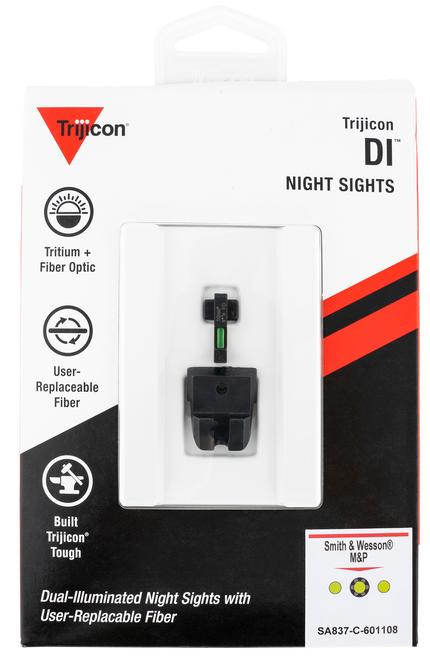 Trijicon DI Night Sight Set S&W M&P, M&P M2.0, SDVE 3-Dot Tritium Green Fiber Optic with Black Retainer