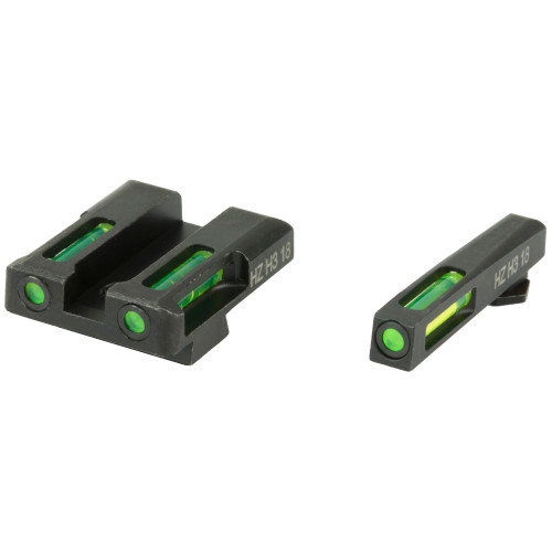 HIVIZ LiteWave H3 Night Sight Set for Glock Standard Frame 3-Dot Tritium Green Litepipe with White Front Ring - Image 1