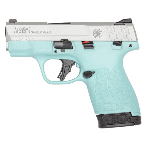 Smith & Wesson Shield Plus 9mm Luger Pistol 3.1" Barrel 13+1 Round Robins Egg Blue Frame
