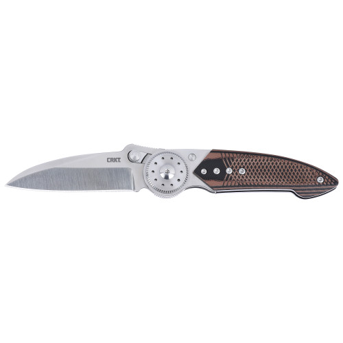 CRKT Walker Pocket Knife 2.93" Drop Point Sandvik 14C28N Satin Blade G-10 Handle Brown - Image 1