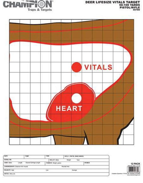Champion Animal Paper Targets Deer Vitals 12 Pack