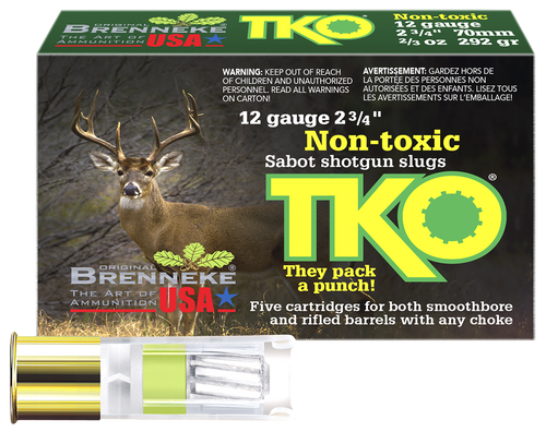 Brenneke SL122TKO TKO 12 Gauge 2.75" 2/3 oz Slug Shot 5 per Box/50 Case
