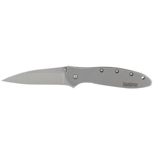 Kershaw Leek Assisted Opening Pocket Knife 3" Wharncliffe Sandvik 13C26 Stainless Steel Blade Stainless Steel Handle Silver - Image 1