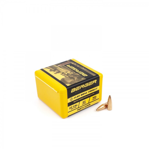 Berger .22 Cal .224 52 gr Flat Base (FB) Target 100 Per Box 2