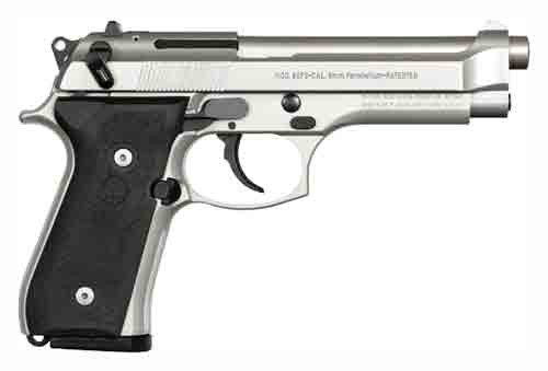 Beretta 92FS 9mm Luger Pistol 4.9" Barrel 10+10 Round Matte Stainless Slide Black Rubber Grip Stainless Frame