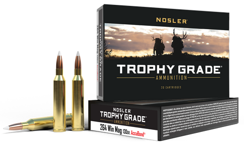Nosler Trophy Grade 264 Winchester Magnum Ammo 130 Grain Nosler AccuBond Bonded Polymer Tip Box of 20