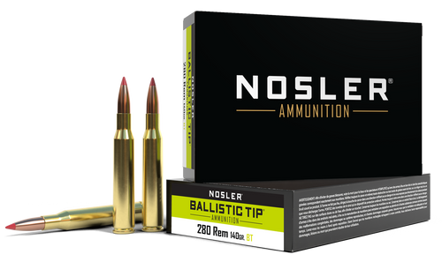 Nosler BT 280 Remington Ammo 140 Grain Nosler Ballistic Tip Polymer Tip Box of 20