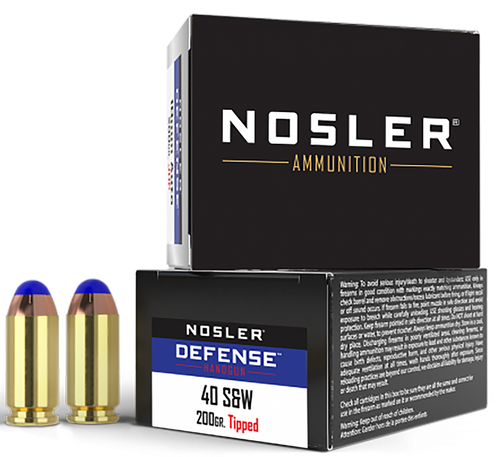 Nosler Defense 40 S&W Ammo 200 Grain Bonded Performance Tipped Box of 20