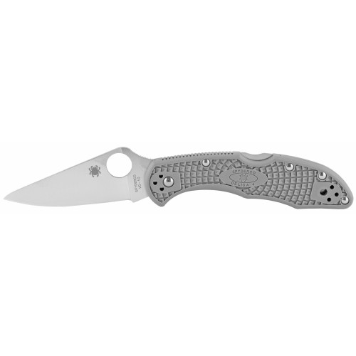 Spyderco Delica 4 Pocket Knife 2.875" Leaf VG-10 Satin Blade Fiberglass Reinforced Nylon (FRN) Handle Gray - Image 1