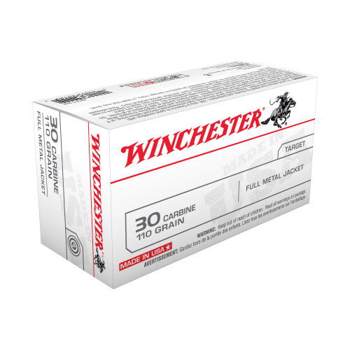 Winchester White Box USA 30 Carbine Ammo 110 Grain Full Metal Jacket Box of 50