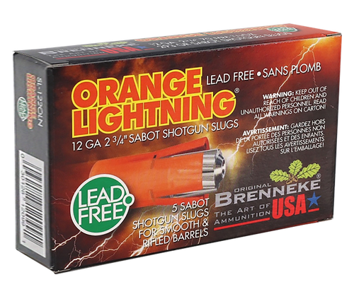 Brenneke SL122OLN Orange Lightning 12 Gauge 2.75" 2/3oz Slug Shot 5 Rounds