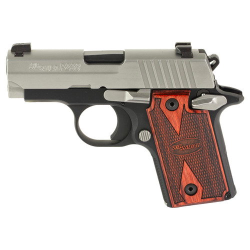 Sig Sauer P238 Two-Tone 380 ACP Pistol 2.7" Barrel 7+1 Round Stainless Slide Rosewood Grip Black Frame