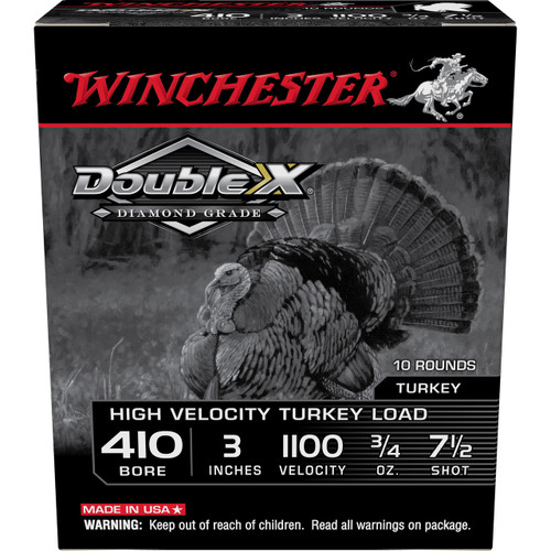 Winchester Double X Diamond Grade Turkey 410 Ammo 3" #7-1/2 Copper Plated Lead Shot 3/4 oz Box of 10