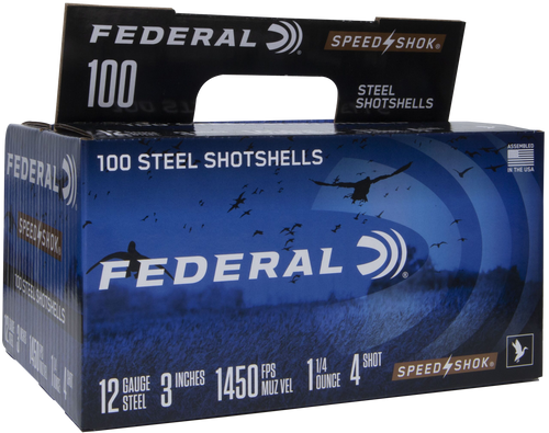 Federal Speed-Shok Shotshells 12 Gauge Ammo 3" 1-1/4 oz #4 100 ct