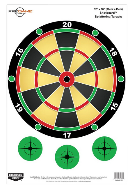 Birchwood Casey 35583 Pregame Shotboard Paper Target 12 x 18 Inches Multi-Color 100 Pack