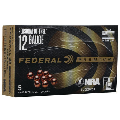 Federal Premium Personal Defense 12 Gauge Ammo 2-3/4" 00 Buckshot 9 Pellets Box of 5
