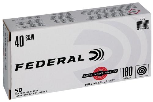Federal Range & Target 40 S&W Ammo 180 Grain Full Metal Jacket Box of 50
