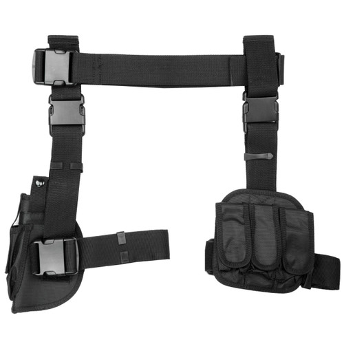 NcStar Universal Drop Leg Holster with Triple Magazine Pouch, Black