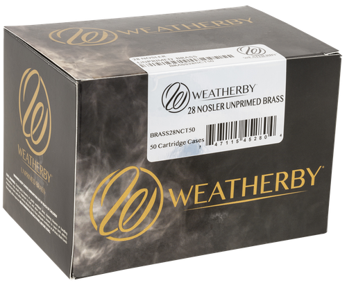 Weatherby 28 Nosler Brass Box of 50