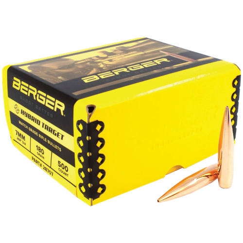 Berger Hybrid Target 7mm 180 Grain Bullets, 500 Count