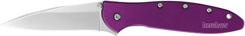 Kershaw Leek Assisted Opening Pocket Knife 3" Wharncliffe Sandvik 14C28N Stainless Steel Blade Aluminum Handle Purple
