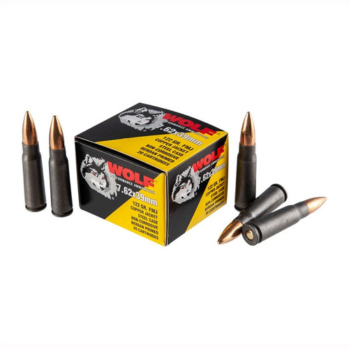 Wolf Performance Ammunition 7.62x39mm 122 Grain FMJ Copper Case Box of 20