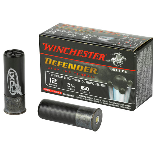 Winchester Defender 12 Gauge Ammo 2-3/4" 1 oz Slug & 00- Buck 10 Round Box