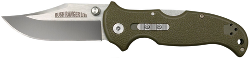 Cold Steel Bush Ranger Lite Pocket Knife 3.5" Clip Point 8Cr13MoV Satin Blade Glass Reinforced Nylon (GRN) Handle Olive Drab