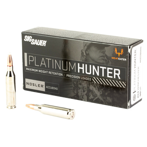 Sig Sauer Platinum Hunter 243 Winchester Ammo 90 Grain Nosler Accubond Box of 20