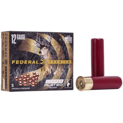 Federal Premium Vital-Shok 12 Gauge Ammo 3-1/2" #00 Buckshot 18 Pellets Box of 5