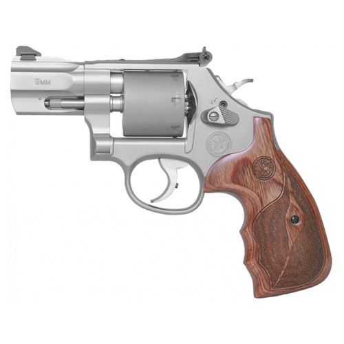 Smith & Wesson Performance Center Model 986 9mm Luger Revolver 2.5" Stainless Barrel 7 Round Wood Grip