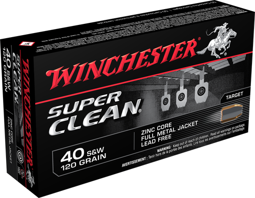 Winchester Super Clean NT 40 S&W Ammo 120 Grain Winchester Super Clean Full Metal Jacket Lead Free Box of 50