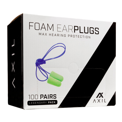Axil Foam Earplugs 100 Pair with Lanyard