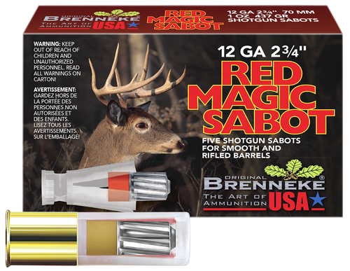 Brenneke Red Magic 12 Gauge 2.75 Inch 1 Oz Sabot Slug Box of 5