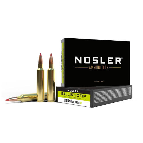 Nosler BT 28 Nosler Ammo 160 Grain Nosler Ballistic Tip Polymer Tip Box of 20