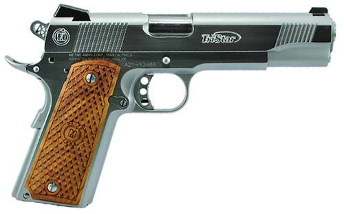 Tristar 85618 American Classic II 1911 10mm Auto Pistol 5" Barrel 8+1 Round Chrome Slide Wood Grip Tristar 85618 American Classic II 1911 10mm Auto Pistol 5" Barrel 8+1 Round Chrome Slide Wood Grip