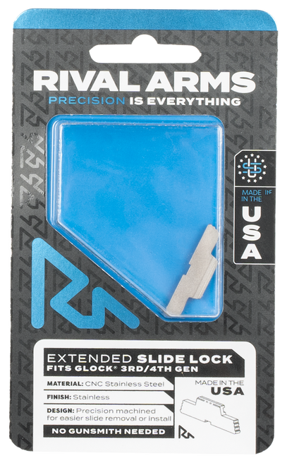 Rival Arms RA80G001D Extended Slide Lock Stainless Steel Glock Gen 3-4