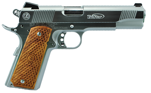 Tristar 85615 American Classic II 1911 9mm Luger Pistol 5" Barrel 9+1 Round Stainless Steel Barrel Chrome Slide Chrome Frame Wood Grip Tristar 85615 American Classic II 1911 9mm Luger Pistol 5" Barrel 9+1 Round Stainless Steel Barrel Chrome Slide Chrome Frame Wood Grip