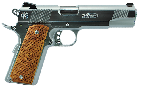 Tristar 85615 American Classic II 1911 9mm Luger Pistol 5" Barrel 9+1 Round Stainless Steel Barrel Chrome Slide Chrome Frame Wood Grip