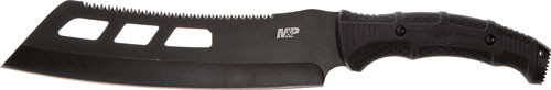 Smith & Wesson 1117208 Fixed Blade Knife 10" Spine Serrated Cleaver 420 Black Blade Rubber Handle Black