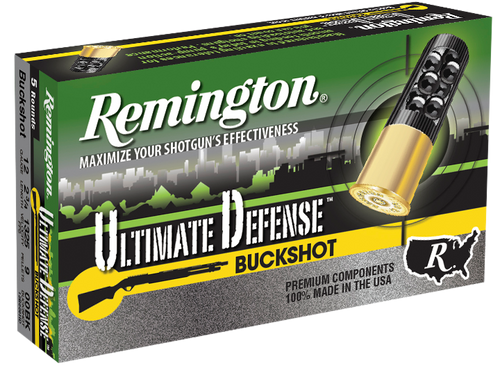Remington Ultimate Defense 12 Gauge Ammo 2-3/4" #00 Buckshot 9 Pellets Box of 5