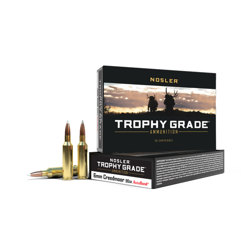 Nosler Trophy Grade 6mm Creedmoor Ammo 90 Grain Nosler AccuBond Bonded Polymer Tip Box of 20