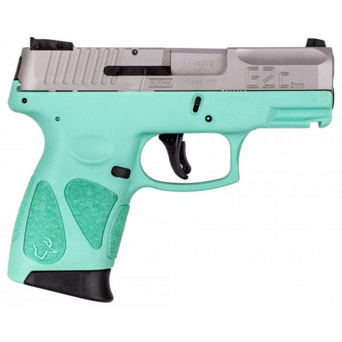 Taurus G2C 9mm Luger Pistol 3.2" Barrel 12+1 Round Custom Stainless Slide Cyan Frame