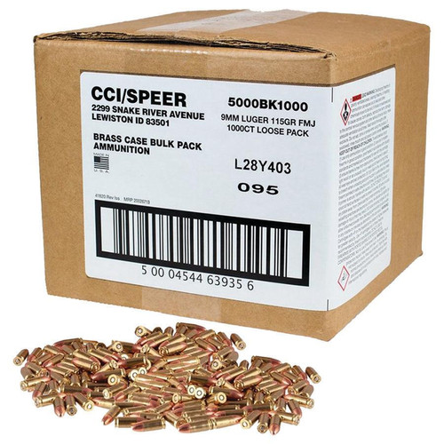 CCI Blazer Brass 9mm Luger Ammunition 115 Grain FMJ 1000 Rounds
