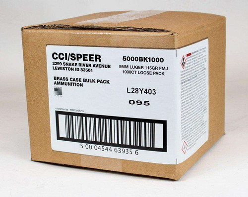 CCI Blazer Brass 9mm Luger Ammunition 115 Grain FMJ 1000 Rounds
