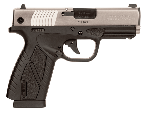 Bersa BP CC 9mm Luger Pistol 3.3" Barrel 8+1 Round Silver Slide Black Frame