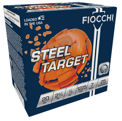 Fiocchi 20 Gauge 2.75" 7-Shot Steel Target Ammo, 25 Rounds per Box