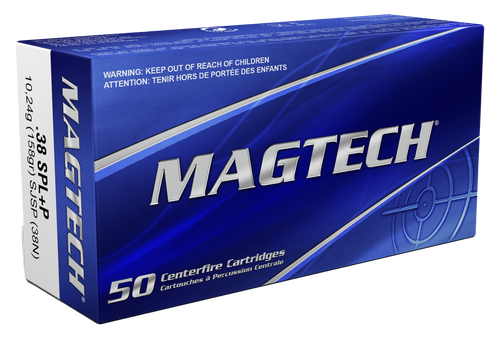 Magtech 38 Special +P Ammo 158 Grain Semi-Jacketed Soft Point Box of 50 Magtech 38 Special +P Ammo 158 Grain Semi-Jacketed Soft Point Box of 50