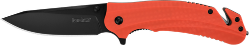 Kershaw Barricade Assisted Opening Pocket Knife 3.5" Drop Point 8Cr13MoV Black Oxide Blade Glass Reinforced Nylon (GRN) Handle Orange
