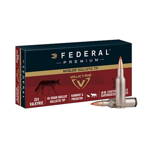 Federal 224 Valkyrie Ammo 60 Grain Ballistic Tip Box of 20